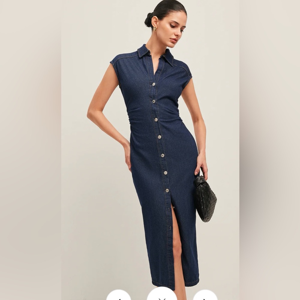 Denim button up midi dress